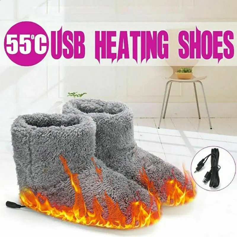 Winter USB Electric Heating Shoes for Women Men Comfortable Plush Foot Warmer Boots warm Heated Shoes Slipper Indoor Outdoor 250120