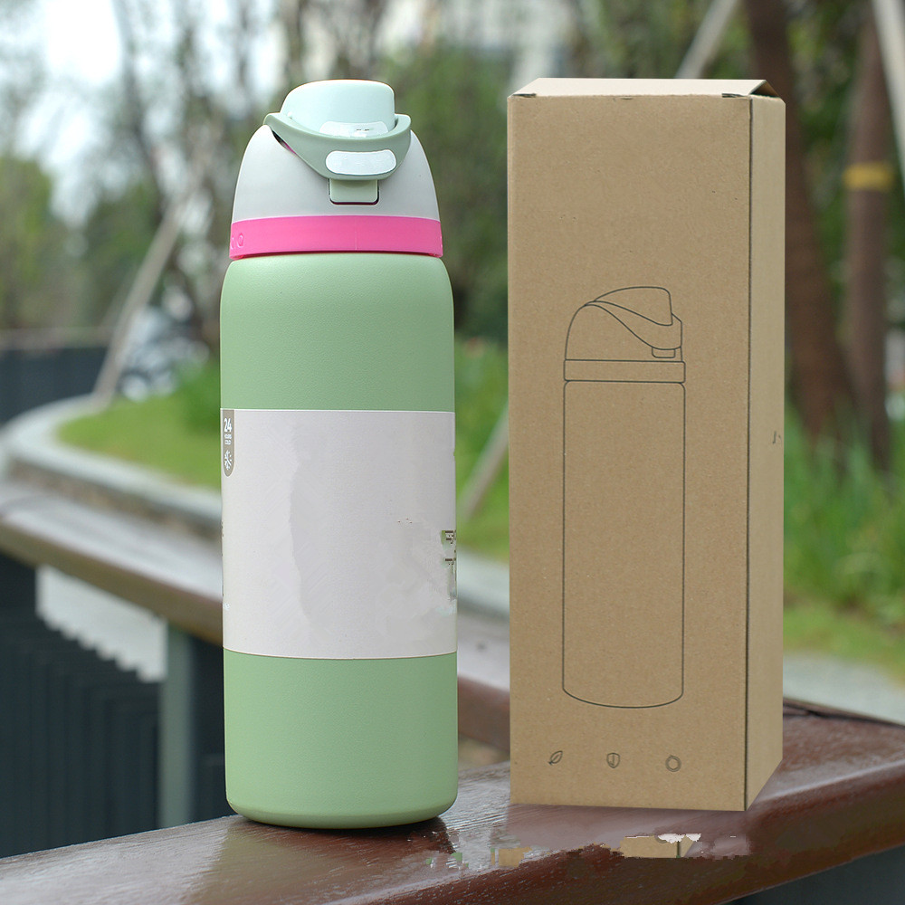 24 OZ 32 Oz Insulated Water Bottles with Straw Stainless Steel Tumblers Cups BPA-Free Sports Drinking Mugs Great for Travel 0423