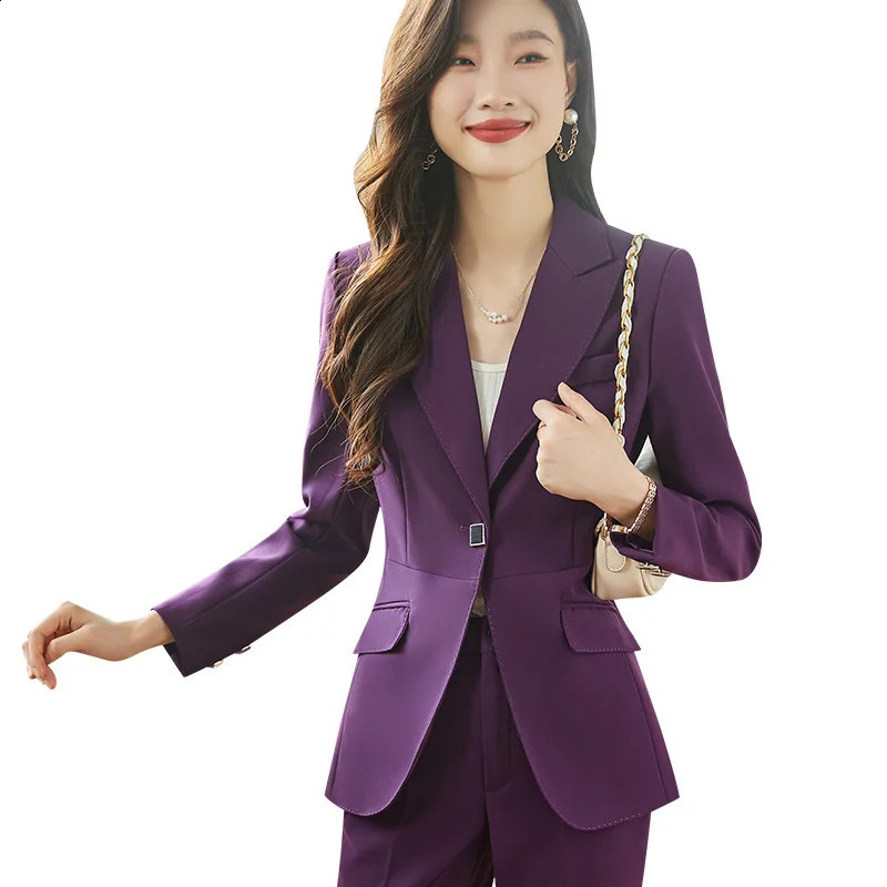 High-end Business Suit Set Small Blazer for WomenSpring and Autumn Slim Fit Simple Professional Suit Formal Wear 250206