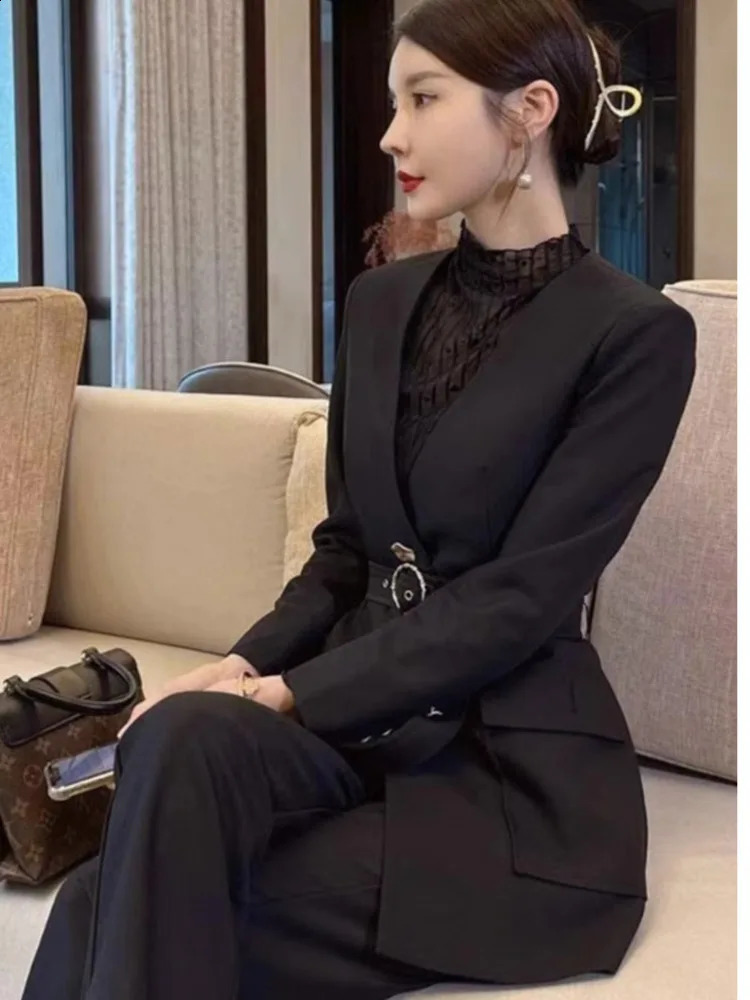 BJTZ 2025 Light Mature And Capable Temperament Womens Clothing High-end Coffee Color Suit Professional Commuting Two-piece Set 250206