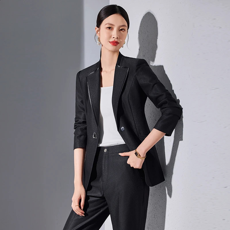 NAVIU Suits For Women Fashion Office Ladies Turn Down Collar Long Sleeve Slim Blazer And Pants Chic Single Button Work Wear 250206