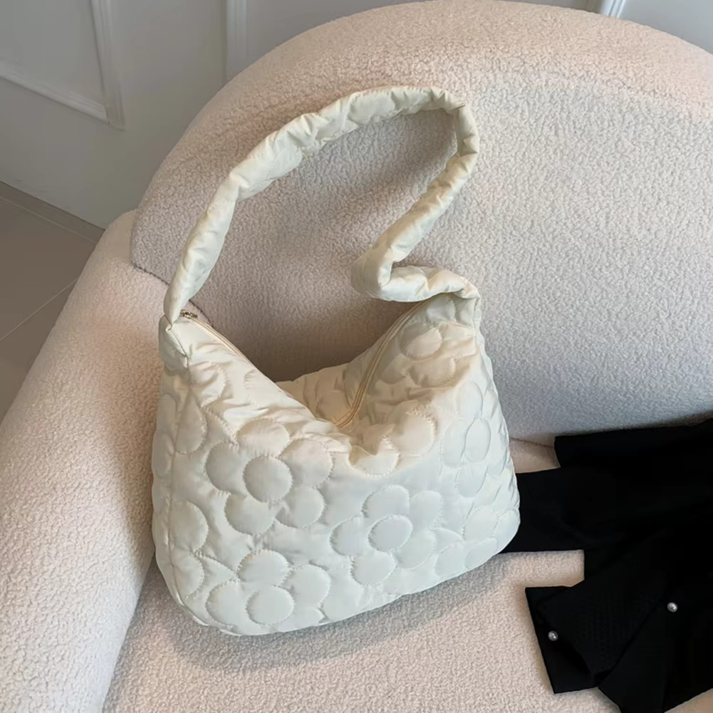 Women's Puffer Tote Fashion Down Padded Shoulder Casual Ral Print Nylon Handbag Purse Quilted Cross Body Bag Nylon Cartoon