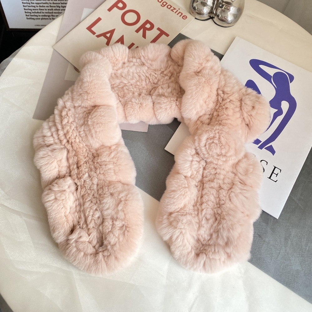 Korean version of otter rabbit fur scarf womens autumn and winter thick and versatile warm plush fur scarf double-sided woven fur collar241018