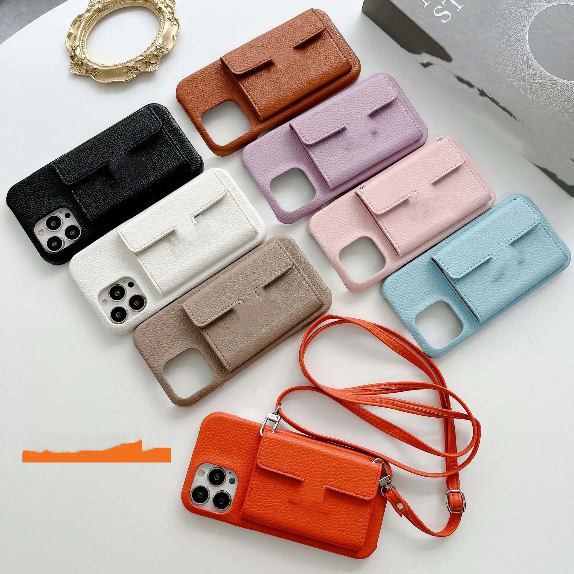 Case de créateur iPhone pour Apple iPhone 15 14 Pro Max 13 12 14Plus 11 x xr xs xsmax Fashion Crossbody Wallet Carte Holder Gold Bordeau Luxury L