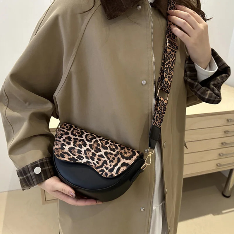 Wide Strap Leopard Print Crossbody Bags For Women Fashion Shoulder Bag For Daily Used Versatile Ladies Handbags 250206