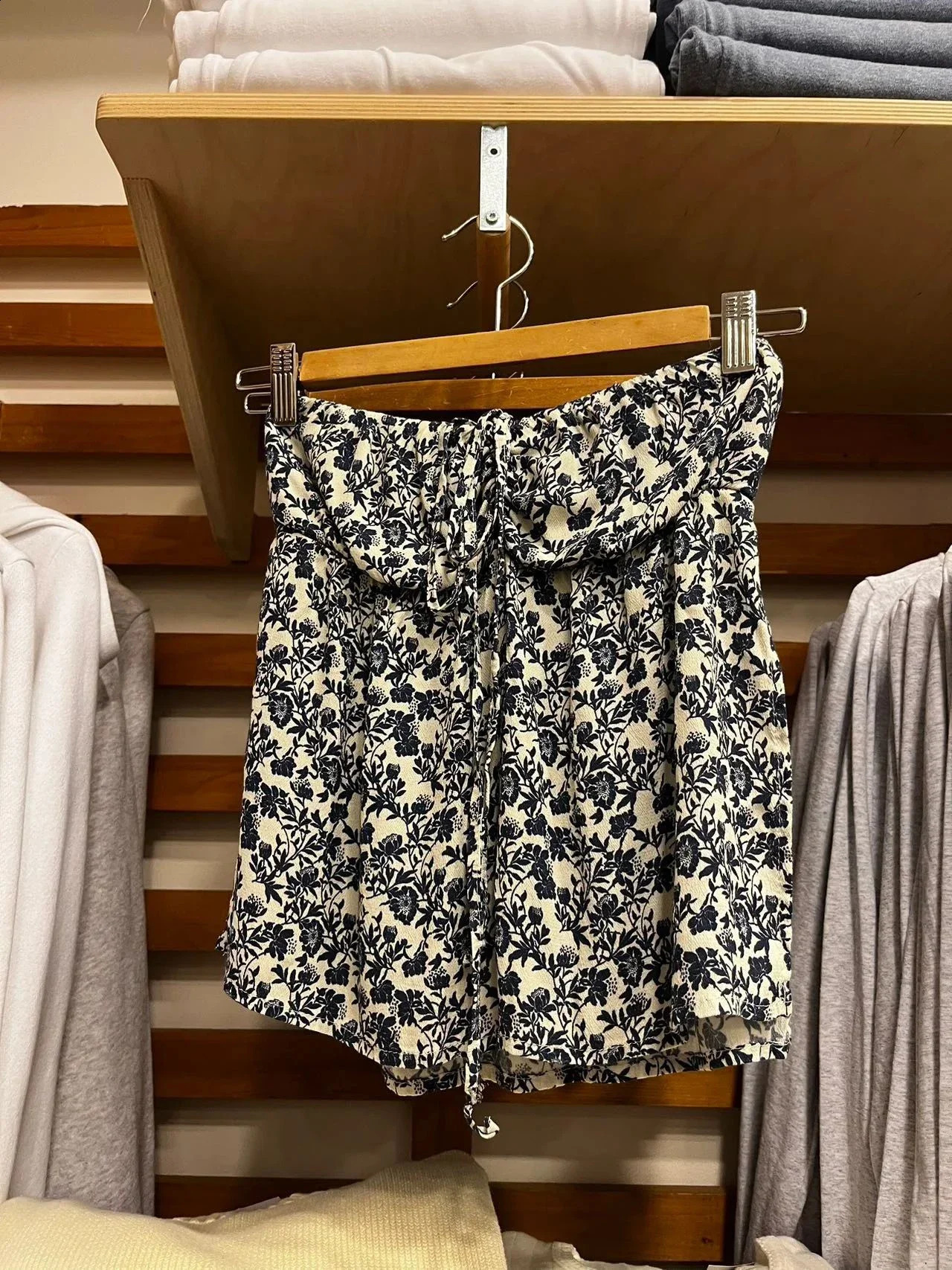 Women Sweet Floral Drawstring Strapless Crop Top 4 Summer Side Split Slim Cropped Vests Street wear Vintage Tank Tops 250206