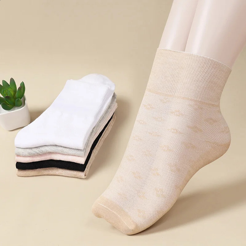 10pcs=5 Pairs High Elasticity Prevent Varicose Veins Socks Women Mens Diabetics Patients Cotton Loose Plus Size Prue Color Socks 250121