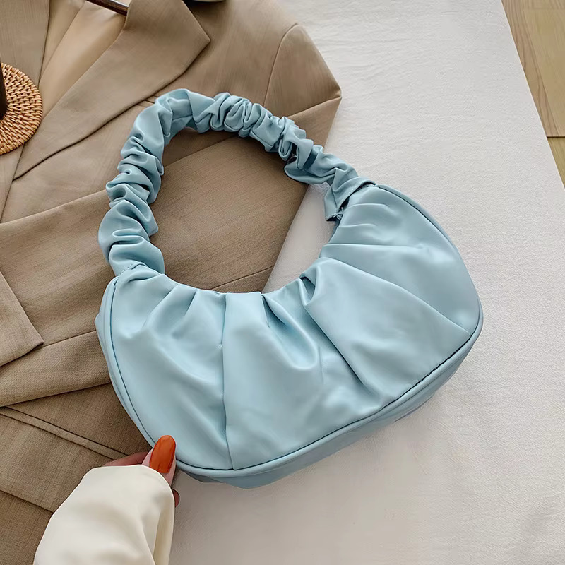Fashion Pleated Handlebags For Women PU Cloud Leisure Armpit Bag Shopping Shoulder Dumpg Handbag Female Hand Bags PU Cartoon