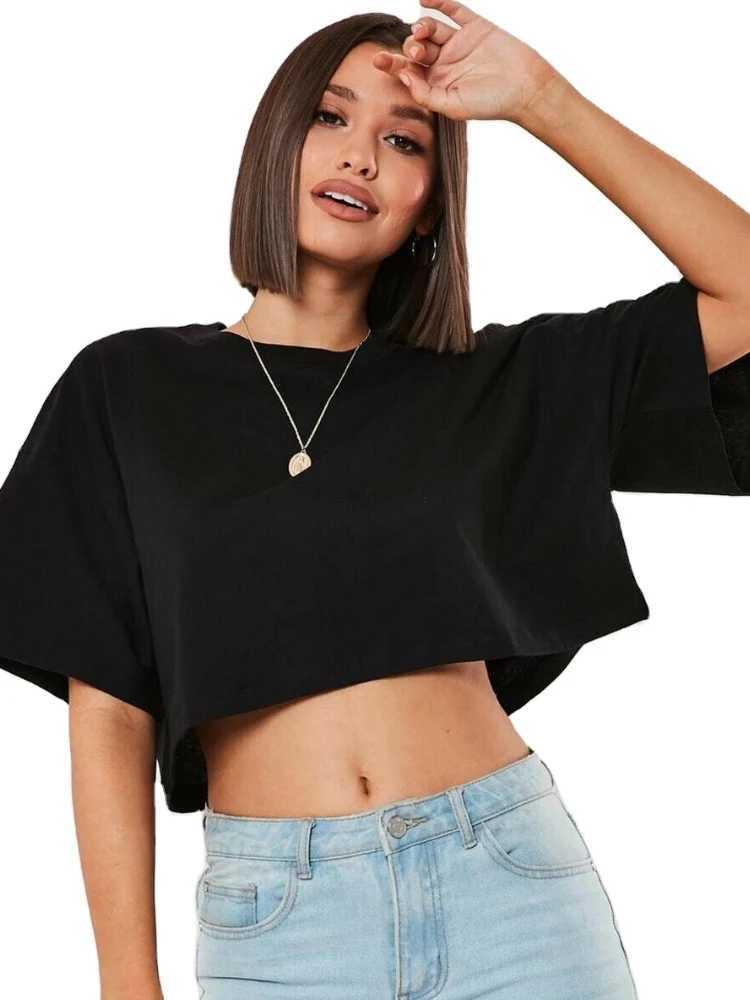 Cotton Women Short Sleeve Dance Running Clothes Yoga Fitness Crop Top Navel Baring New Sport T-shirt Loose Gym Workout ShirtsT250206