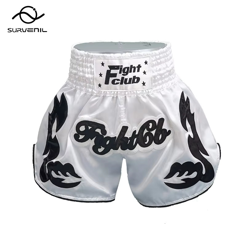 Muay Thai Shorts Men Kids Boxing Shorts Women Embroidery Satin Kickboxing Pants MMA Shorts Sanda Grappling Fight Training Wear