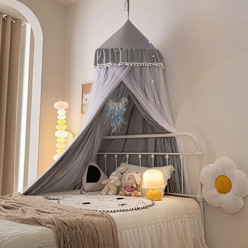 Dome bed curtain childrens indoor light-proof bed curtain windproof bedside ceiling blackout double-layer mosquito net curtain 250206