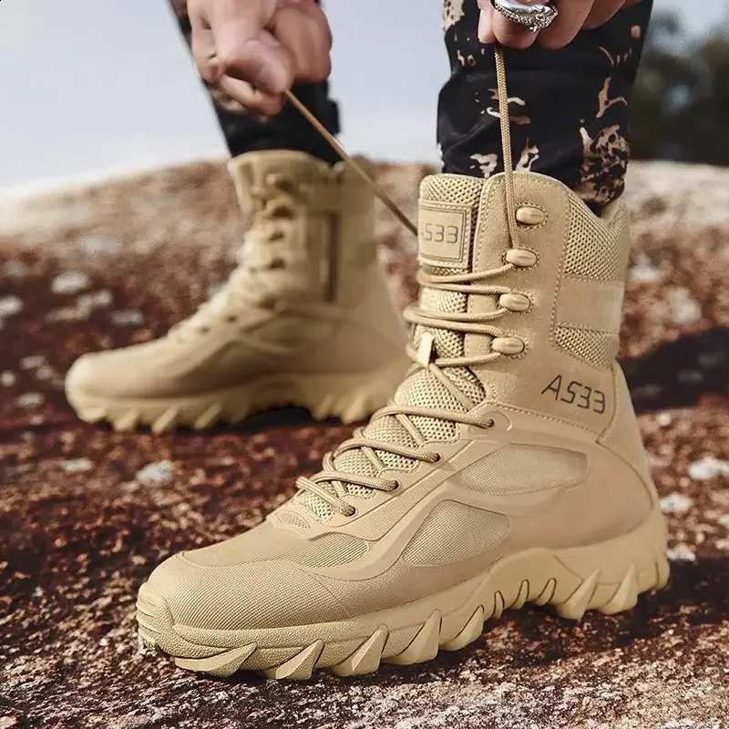 Fashion Men High Top Boots Outdoor Desert Tactical Boot Non-Slip Platform Hiking Boots for Men Jungle Combat Boot Big Size47Bota 250120