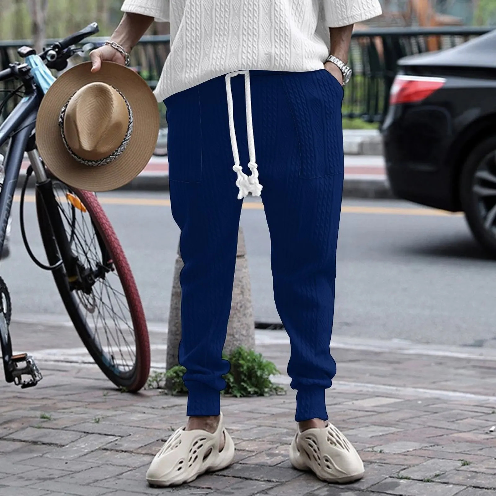2024 autumn Mens Set Loose Casual Sports Suit High-quality Jacquard V-neck Long-sleeved trousers Two-piece Mens Clothing 250121
