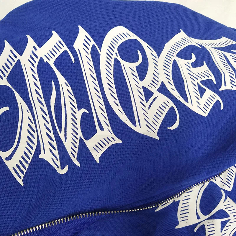 Y2k Hip Hop Letter Printed Zip Up Hoodie Women Cardigan Blue Sweatshirts Gothic Punk Clothes Fashion Streetwear 90s Jackets 250206
