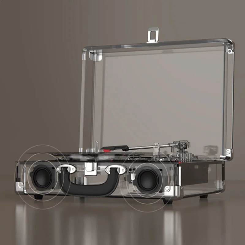 Retro portable handheld vinyl recording player turntable three speed adjustable Bluetooth 5.0 cube audio output tocadiscos 250113