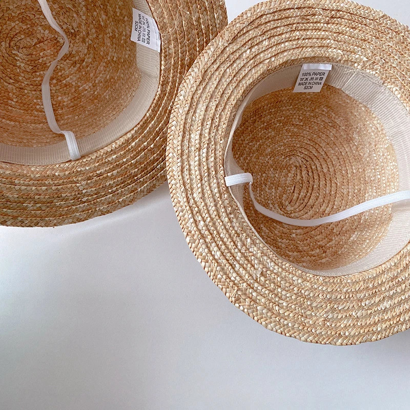 Summer Kids Bucket Straw Hat for Boys Girls born Panama Caps Straw Hats Sun Protection Travel Beach Fisherman Hats 250206