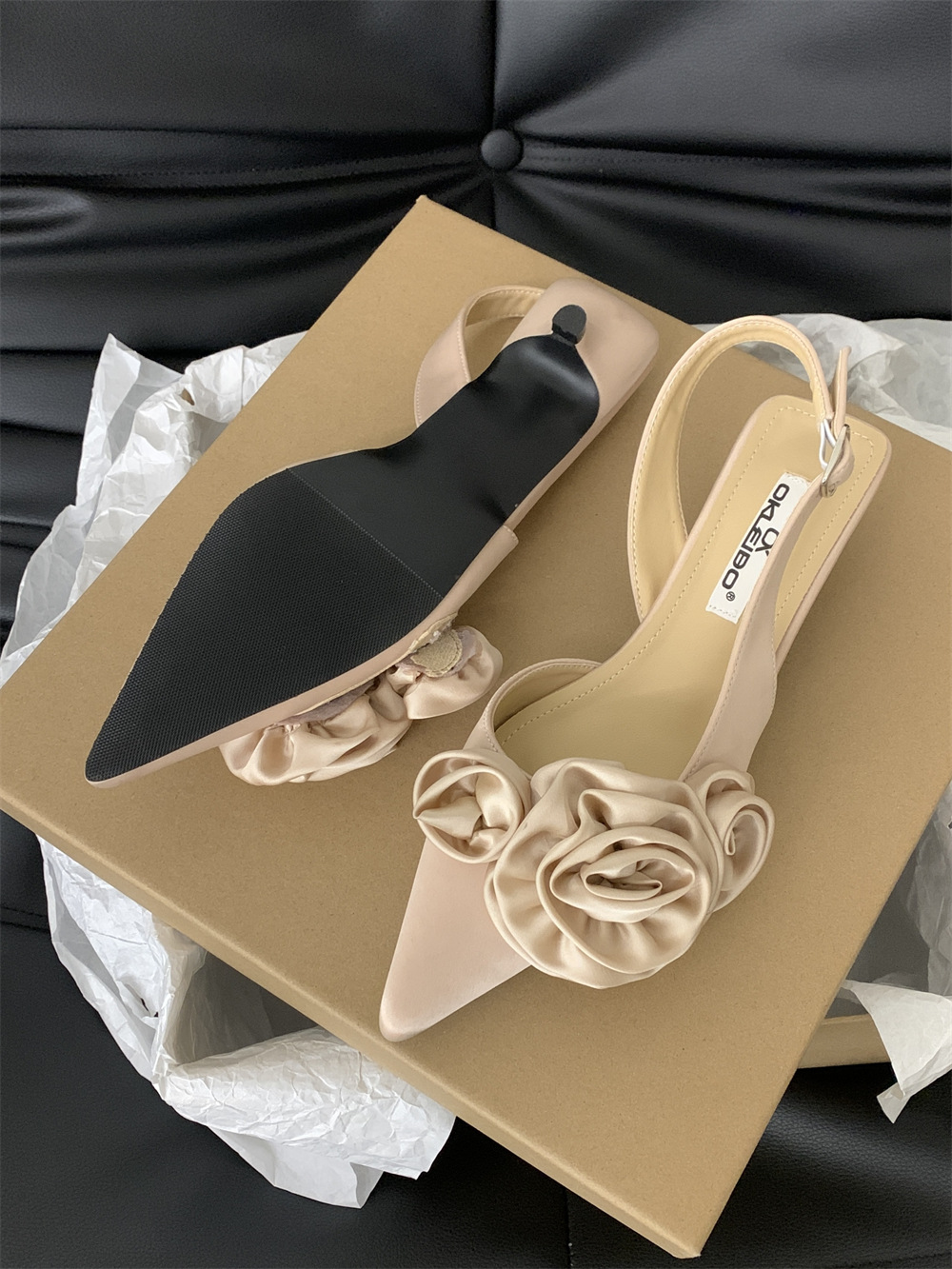 2025 new spring and summer pointy flower sandal fairy shoes socialite party shoes all dress shoes