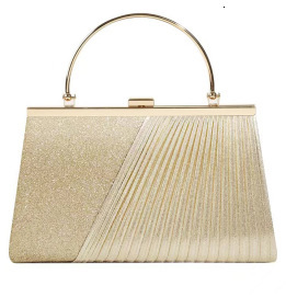 Banquet Women's Handbag, Cross Body Fashionable Pleated Bag, Cover, Triangular Metal Edge, Handheld Evening Bag