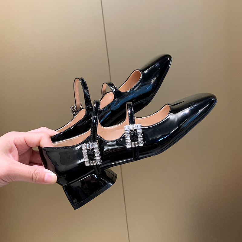 Women Dress Shoes High Heel Diamond Design Shining Versatile Triple Black Free shipping