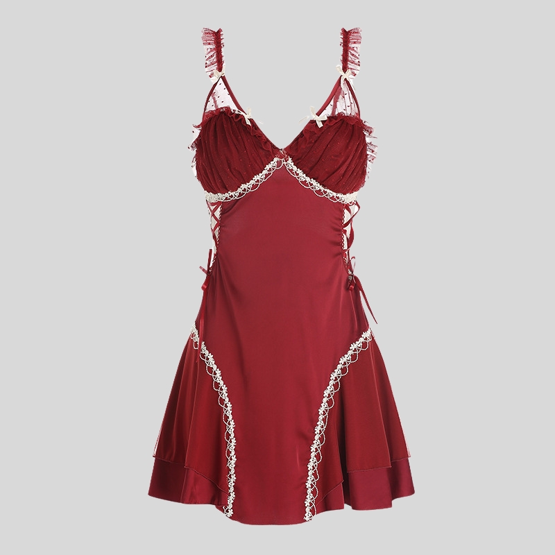 New pure desire comfortable satin yarn see-through deep V plus chest pad nightdress robe loungewear set