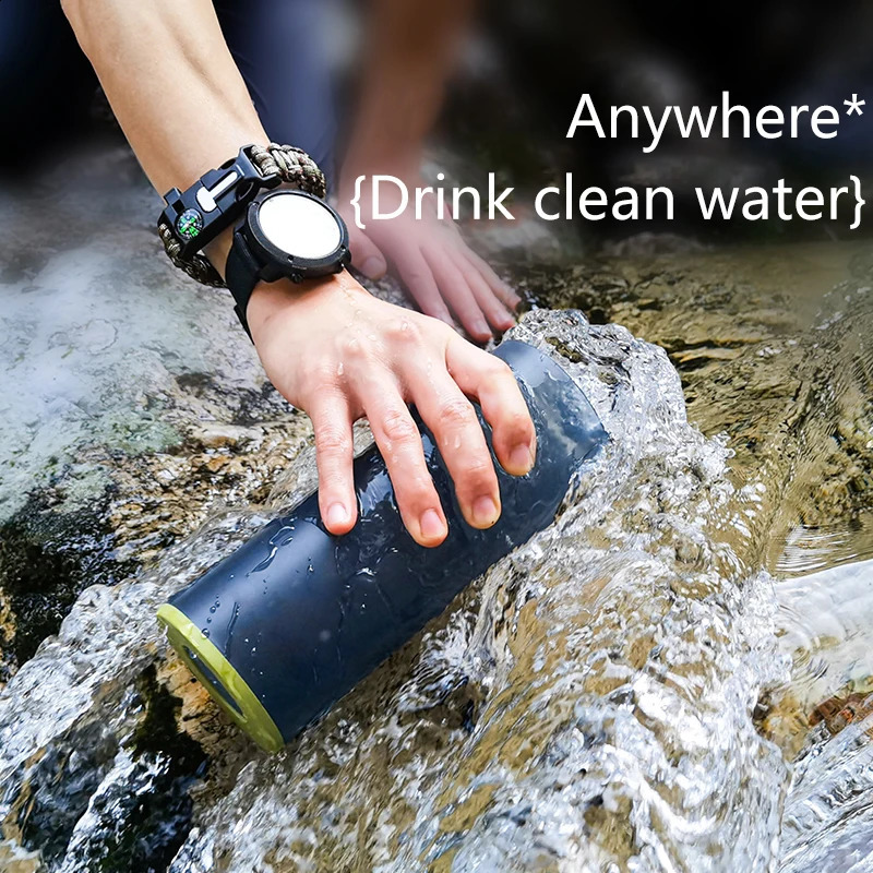 27 Oz Water Purifier Bottle Filter For Hiking Camping Survival Travel 250219