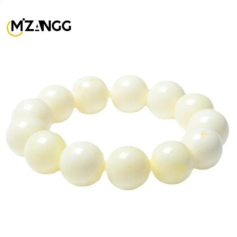 Natural White Beeswax Bracelet White Nectar Amber Buddha Beads Bracelet Hand-carved Retro Jewelry for Men and Women 250121
