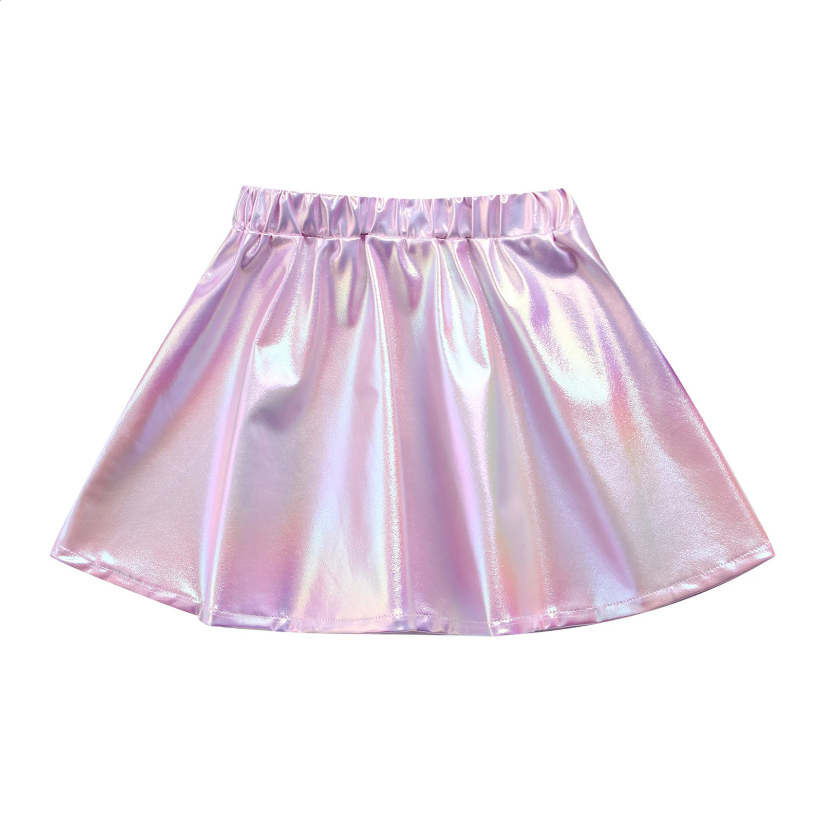 Kids Girls Metallic Shiny Skirt Elastic Waistband A-Line Miniskirt Athletic Skater Scooter Skirts for Jazz Dance Cheerleading 250206