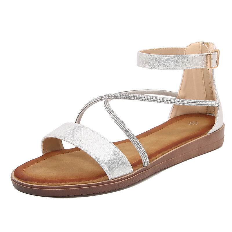 Women Sandals Flat hot Bottom Fashion Plus Size Simple Style Triple Black Brown Gold Sier Free shipping