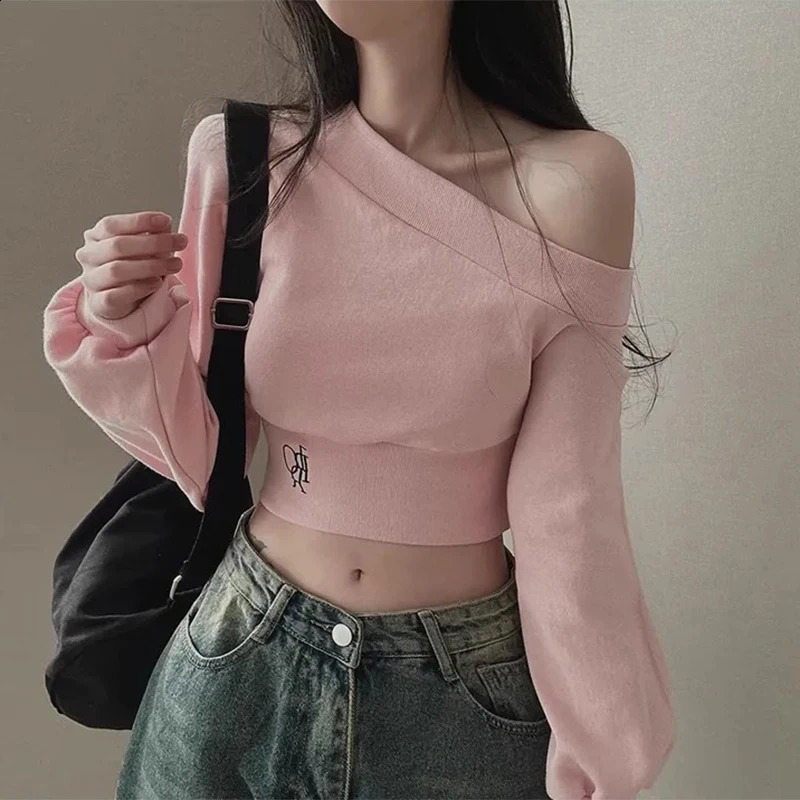 HELIAR Women Irregular Off Shoulder Hoodies Long Sleeve Sexy Crop Top Streetwear Pullovers Sweatshirt Autumn Winter 250206