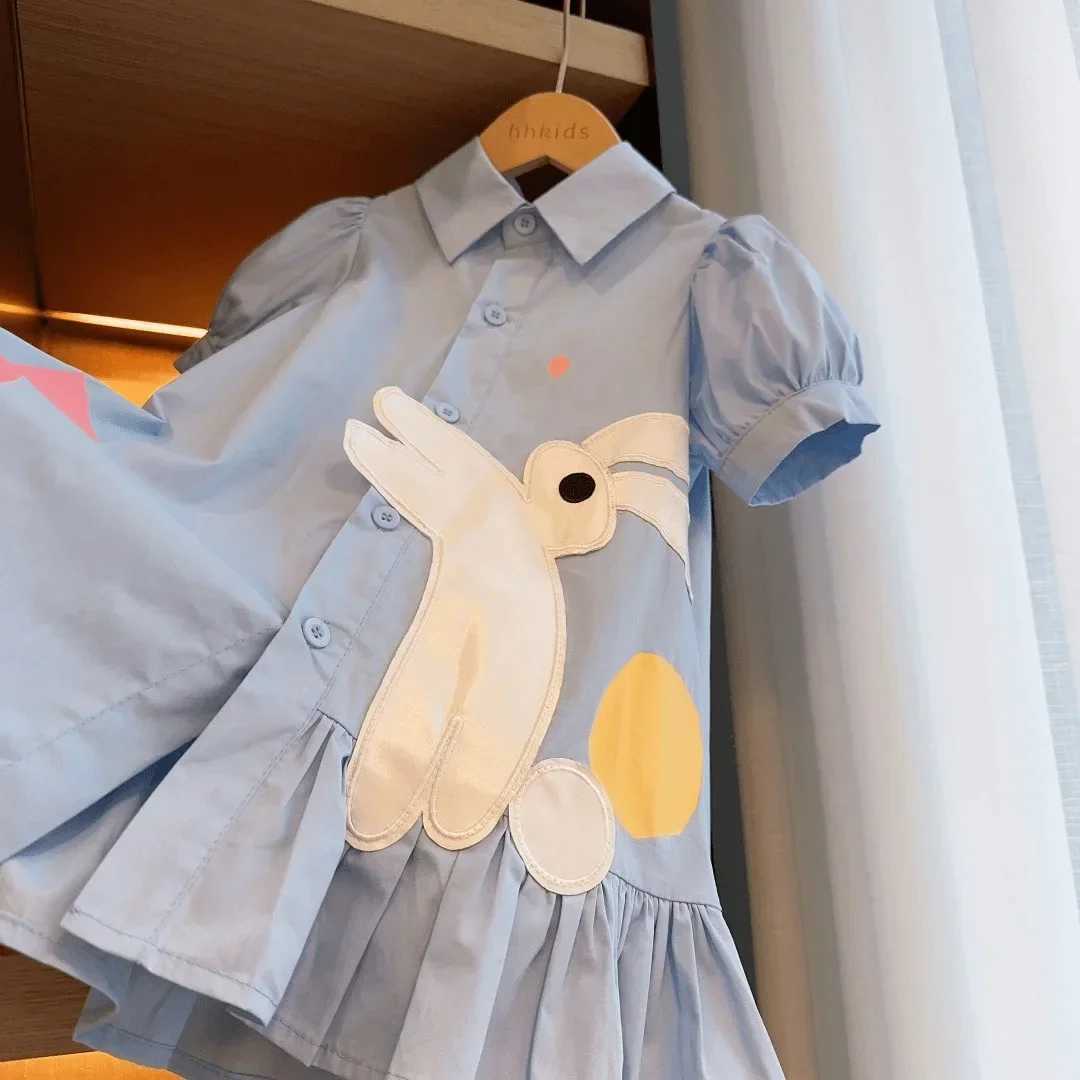 Baby Girls Dresses Kids Short Sled Cartoon Dress Toddler Blue Ce 2024 1 To 8 Yrs Childrens Korean Style Clothing Y250206