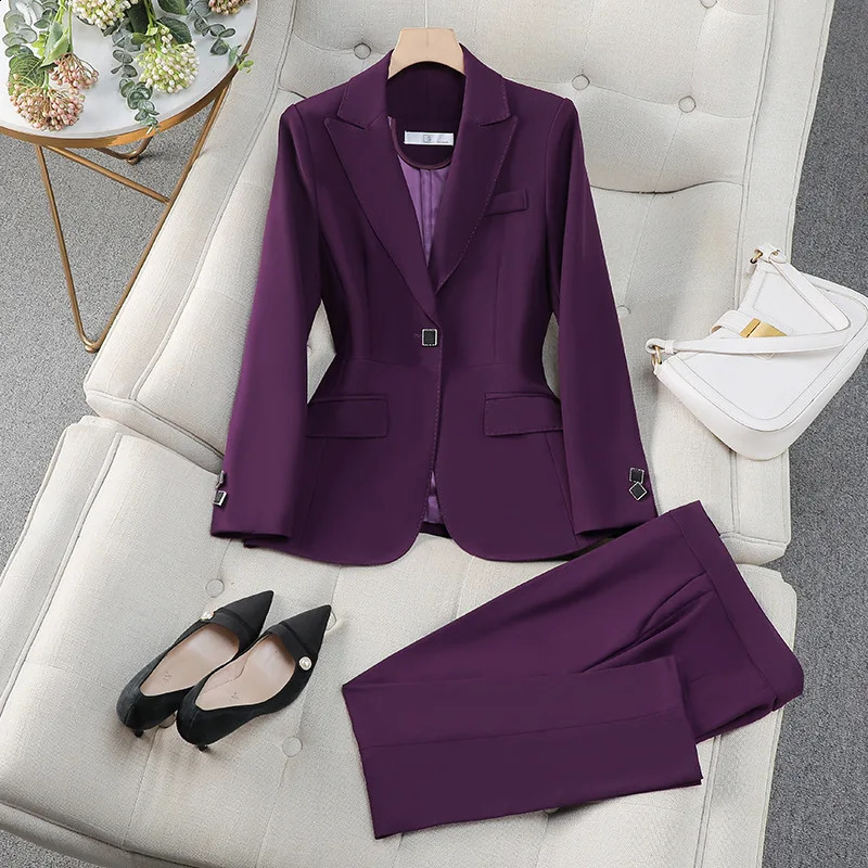 High-end Business Suit Set Small Blazer for WomenSpring and Autumn Slim Fit Simple Professional Suit Formal Wear 250206
