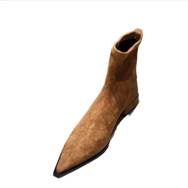Women Suede Ankle Boots Heels Shoes Fashion Sexy Pointed Toe Shoes Women Trend Snow Boots Elegant Walking Dress Goth Mujer Botas 250120