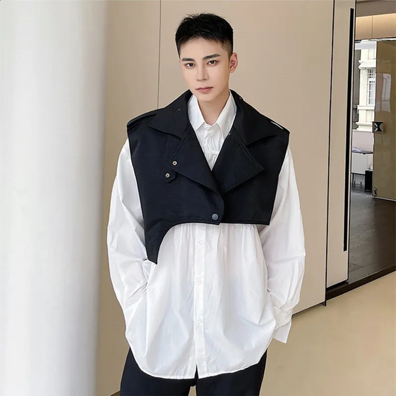 Irregular Techwear Style Hip Hop Cargo Vest Mens Street Fashion Short Waistcoat Sleeveless Jacket 250206
