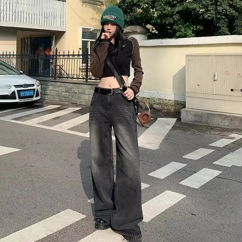 Wide Leg Jean Korean Fashion Harajuku Baggy Denim Trousers Oversized Streetwear Vintage Spring and Autumn Casual Pants 250121