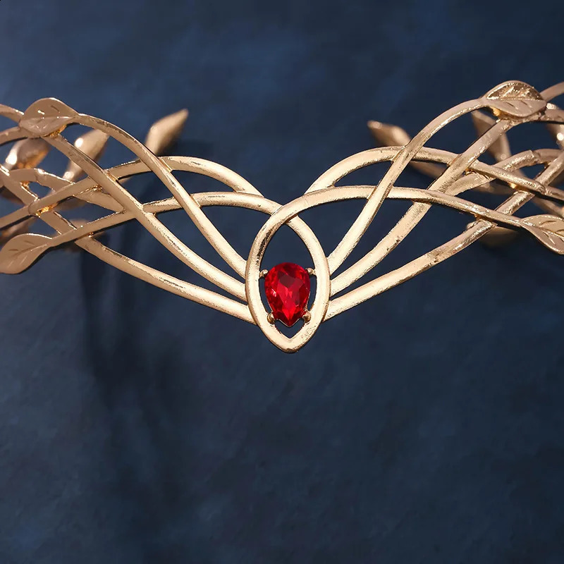 Goddess Cosplay Forehead Round Elves Crowns Tiara Women Man Vintage Leaf Headband Bridal Hair Accessories Crown Wedding Headwear 250107