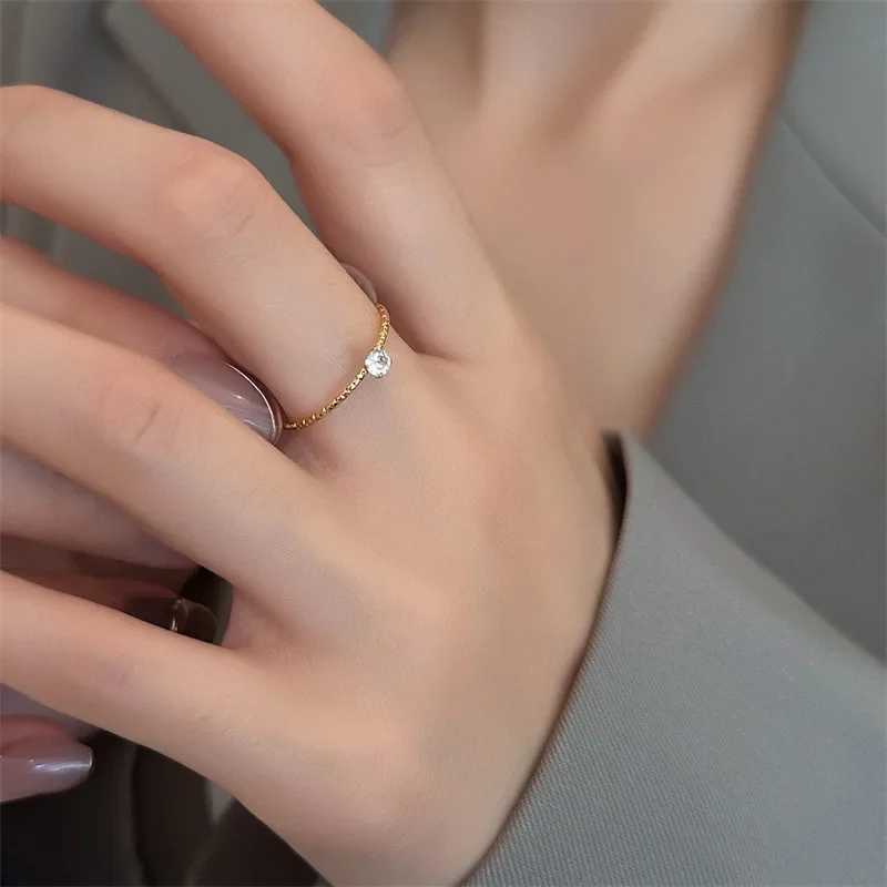 1PC Love Jewelry Titanuim Steel Gold Color Ring White CZ Crystal Ring For Women Couple Finger Rings Wedding W250207