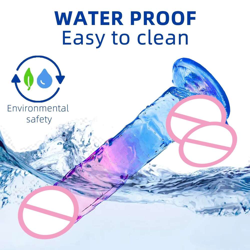 Realistic Clear Silicone Gradient Dildo for Women Hand Free Play Flexible Soft Dong Adult Sex G-spot Dildos Toys