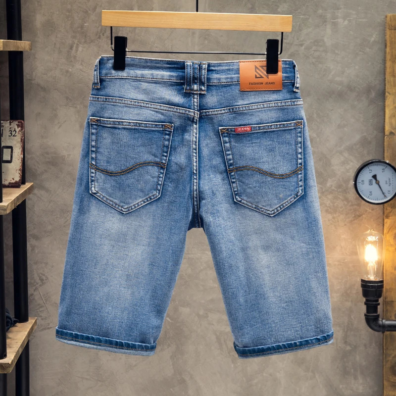 Mens retro knee length highquality jeans summer slim fit straight paired with fashionable shorts classic version wearresistant 250207