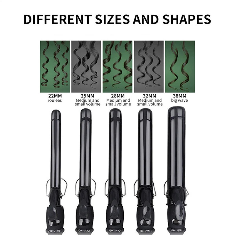 Professional Hair Curler 1.25 Inch Clipped Curling Iron with Extra Long Tourmaline Ceramic Barrel LCD Temperature Adjust up 450 250206