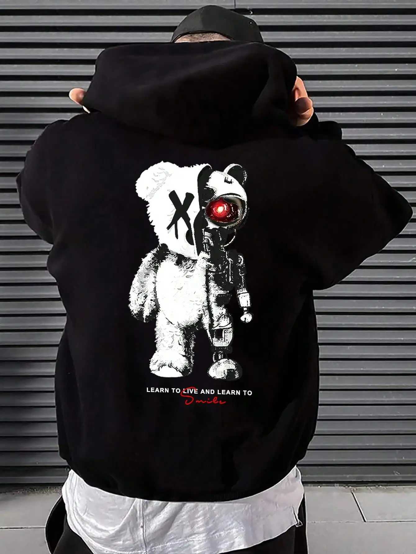 Cartoon Machine Bear Print Pullovers Men Cartoons Creative Hoodie Oversize Fashion Clothing AllMatch Autumn Winter Male Hoody W251020