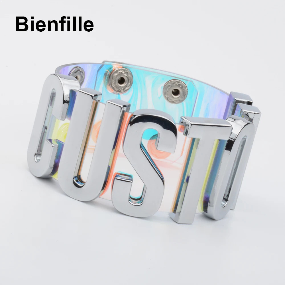 Fashion Cosplay Jewelry Customized Gift Handcrafted Custom Letter Bracelet Harajuku Kawaii Personalized Name Clear PVC Cuff 250206