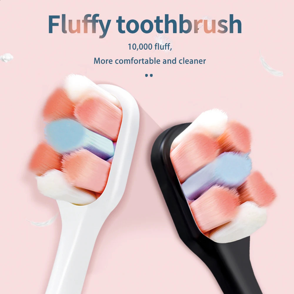 Soft Toothbrush Ultra-fine Bristle Adult Tooth Brush Deep Cleaning Oral Care Colorful Fluffy Hair Tooth Brush 250206