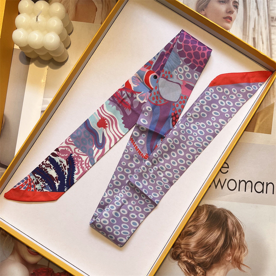 Fashionable Long Summer New Style Pink Girls Silk Scarf Tie Bag Ribbon Headband Womens Hair Tie Short Hair Decoration 888888
