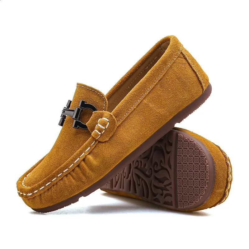 Quality Kids Childrens Loafers For Boys Girls Shoes Moccasins Suede Children Flats Casual Boat Wedding Leather Shoes Autumn 250206