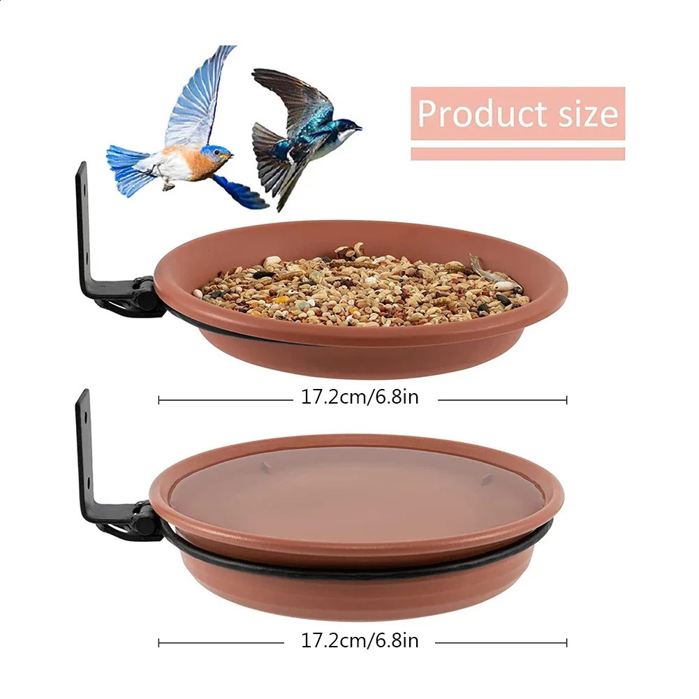 2 layer Bird Feeding Trays Wall Hanging Tree Mounted Bird Bath Spa Foldable Multifunctional Feeders for Garden Balcony Railing 250121