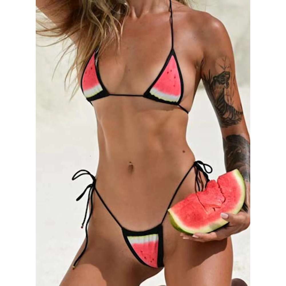 Bandage Bikini Set For Women Watermelon Print Swimwear Bathing Suit Swimsuit Sexy Two Piece Suits Beachwear 2025 Biquini