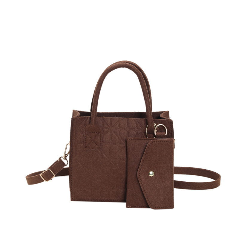 Elegant Felt Material Shoulder Handbag for Ladies Versatile Designer Crossbody Messenger Bag with Zipper Detail