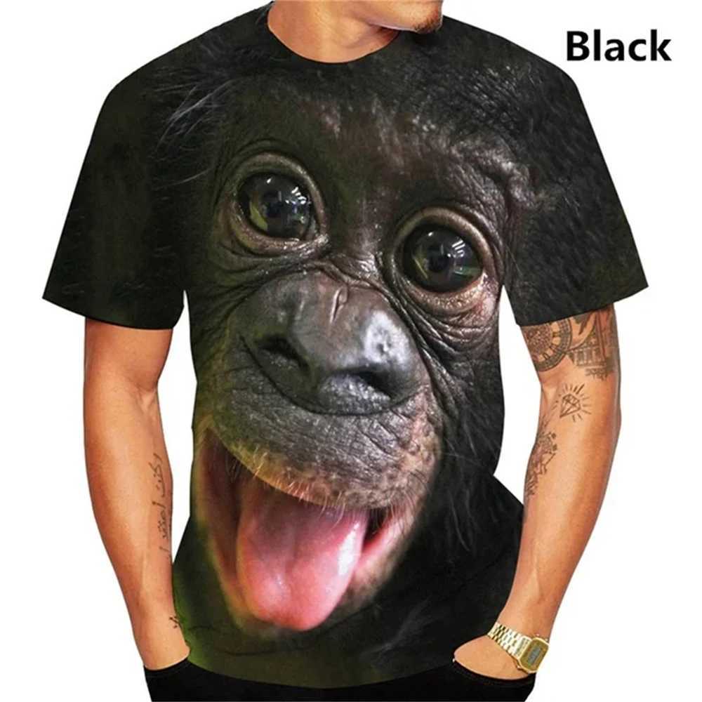 Funny Kiss Monkey Lip Graphic T Shirt for Men Clothing 3D Spoof Gorilla Orangutan Printed T-Shirt Unisex Short Sleeve Tops TeesT250207