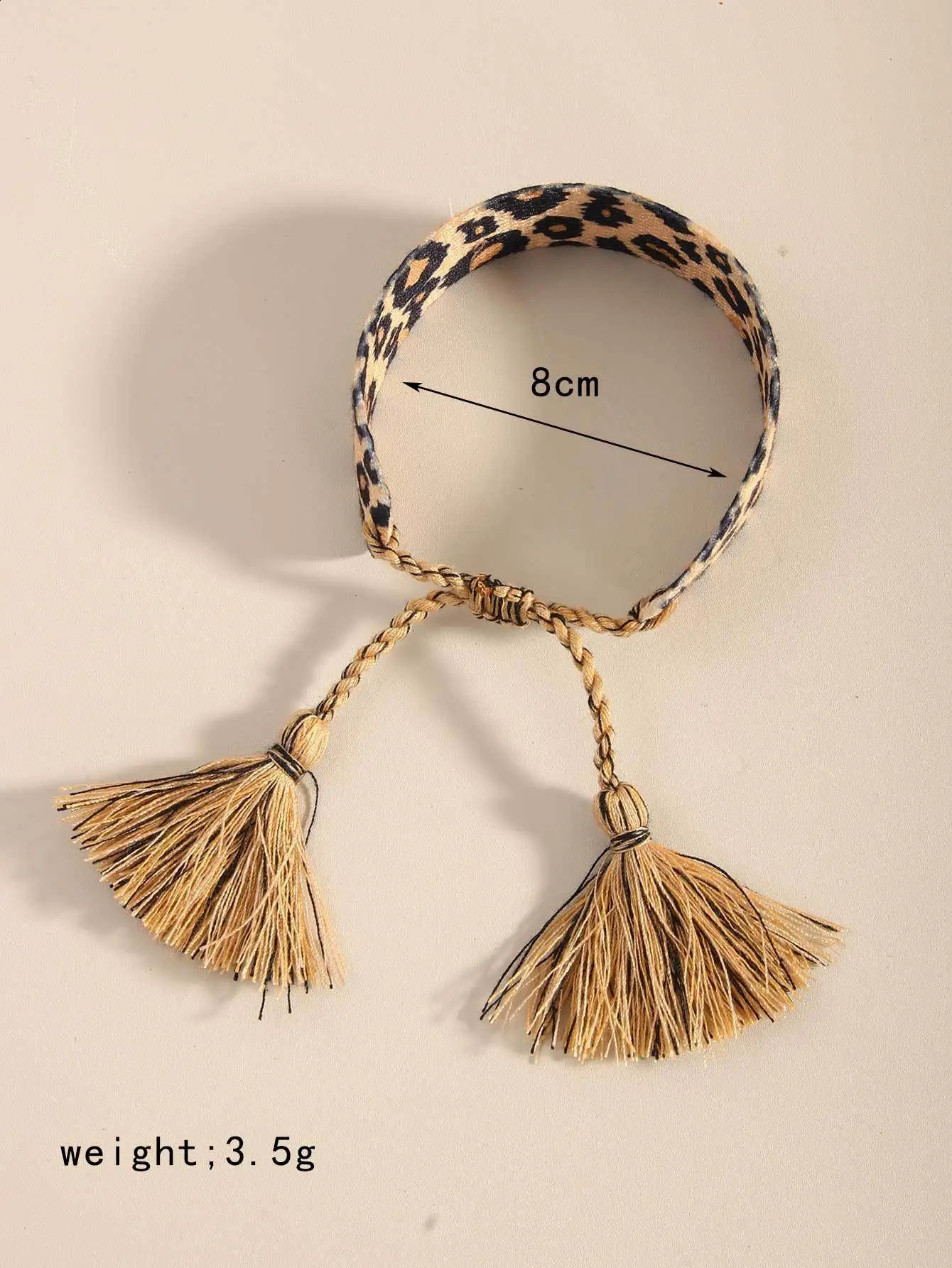 Bohemian Style Simple Leopard Print Wristband Hand-Knotted Fabric Rope Vintage Handmade Bracelet 250206