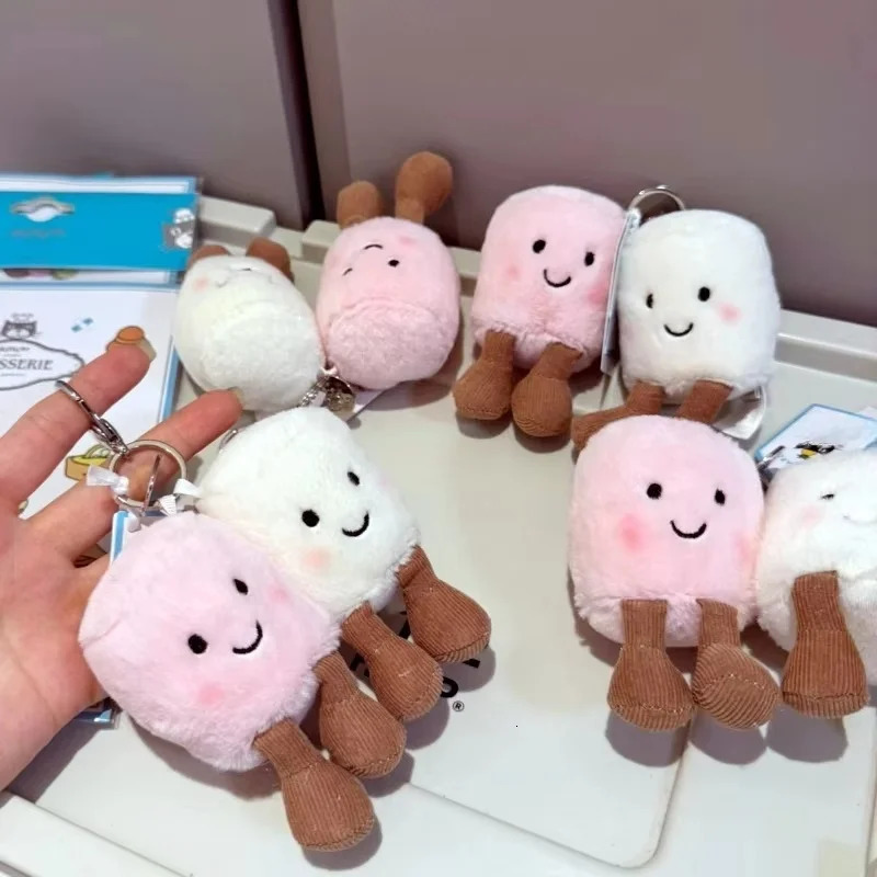 Funny Marshmallow Keychain Marshmallow Soft Two-color Keychain Backpack Two-color Pendant Decorative Doll Cute Christmas Gift 250207